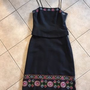 Silk skirt and top with floral design